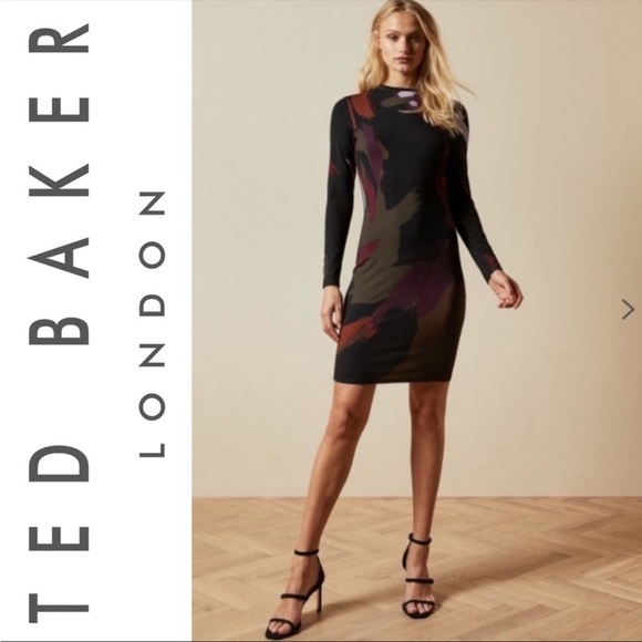 TED BAKER LONDON LAURYY SAPPHIRE ABSTRACT PRINT BODYCON DRESS - NWT - Picture 3 of 10